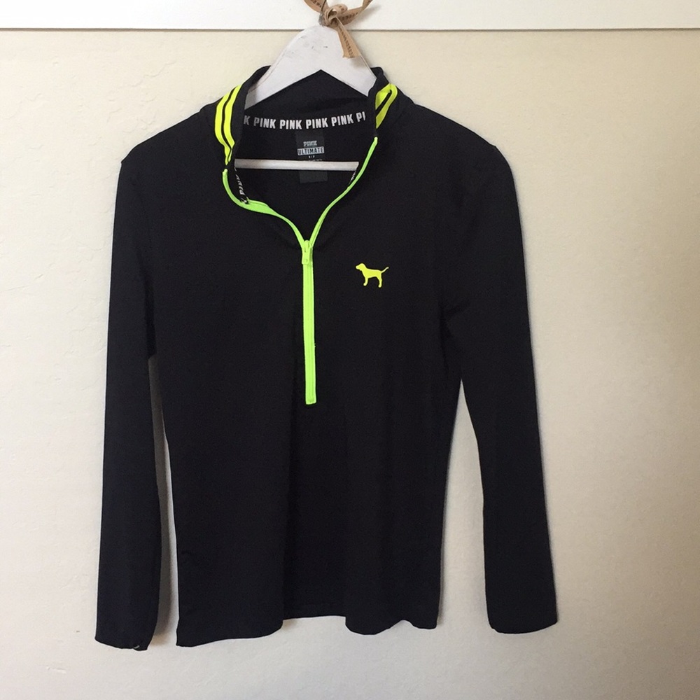 PINK Black Zip Up Athletic Pull Over